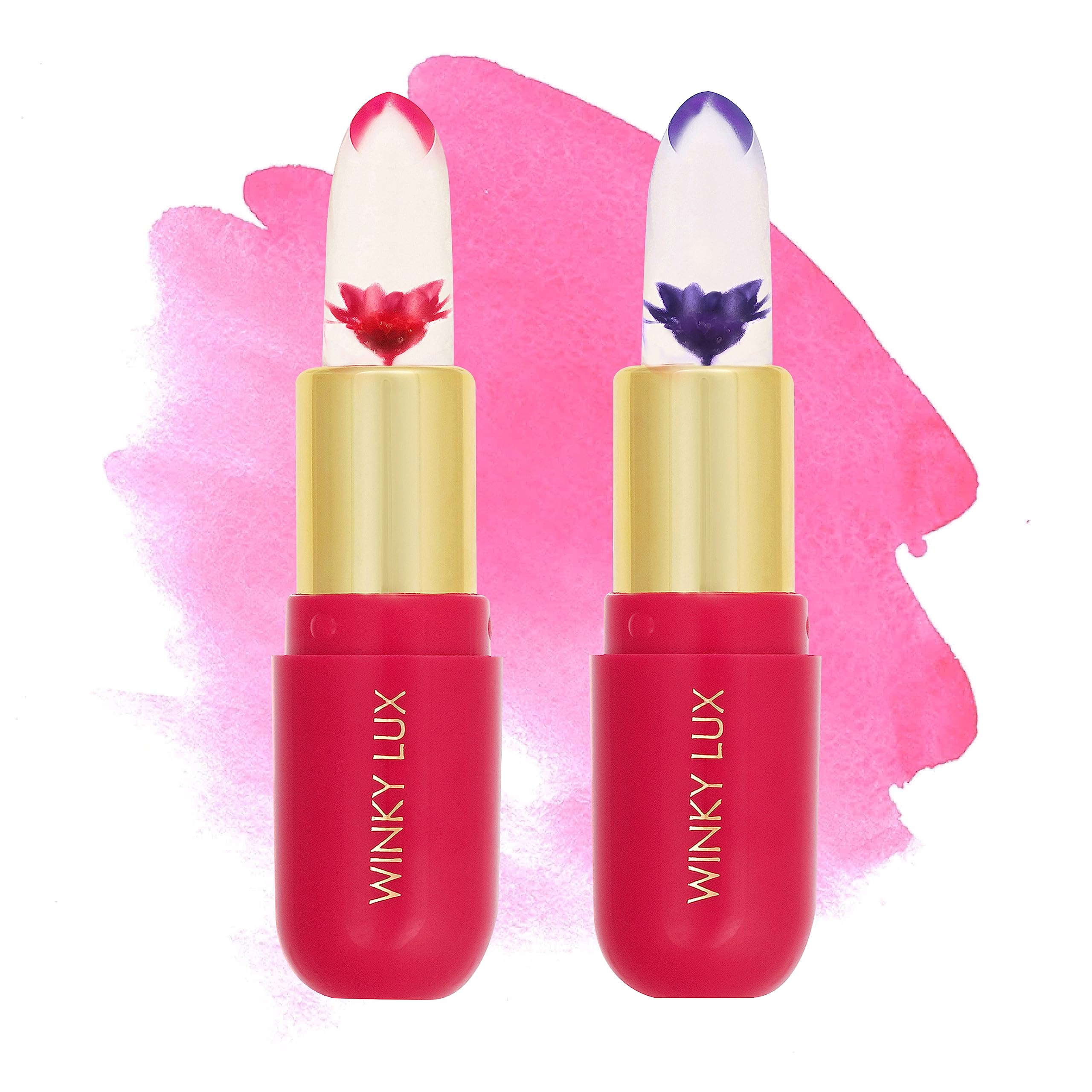 Winky Lux Flower Balm pink shade swatch delivers a personalized lip color