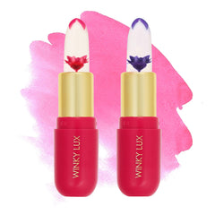Winky Lux Flower Balm pink shade swatch delivers a personalized lip color