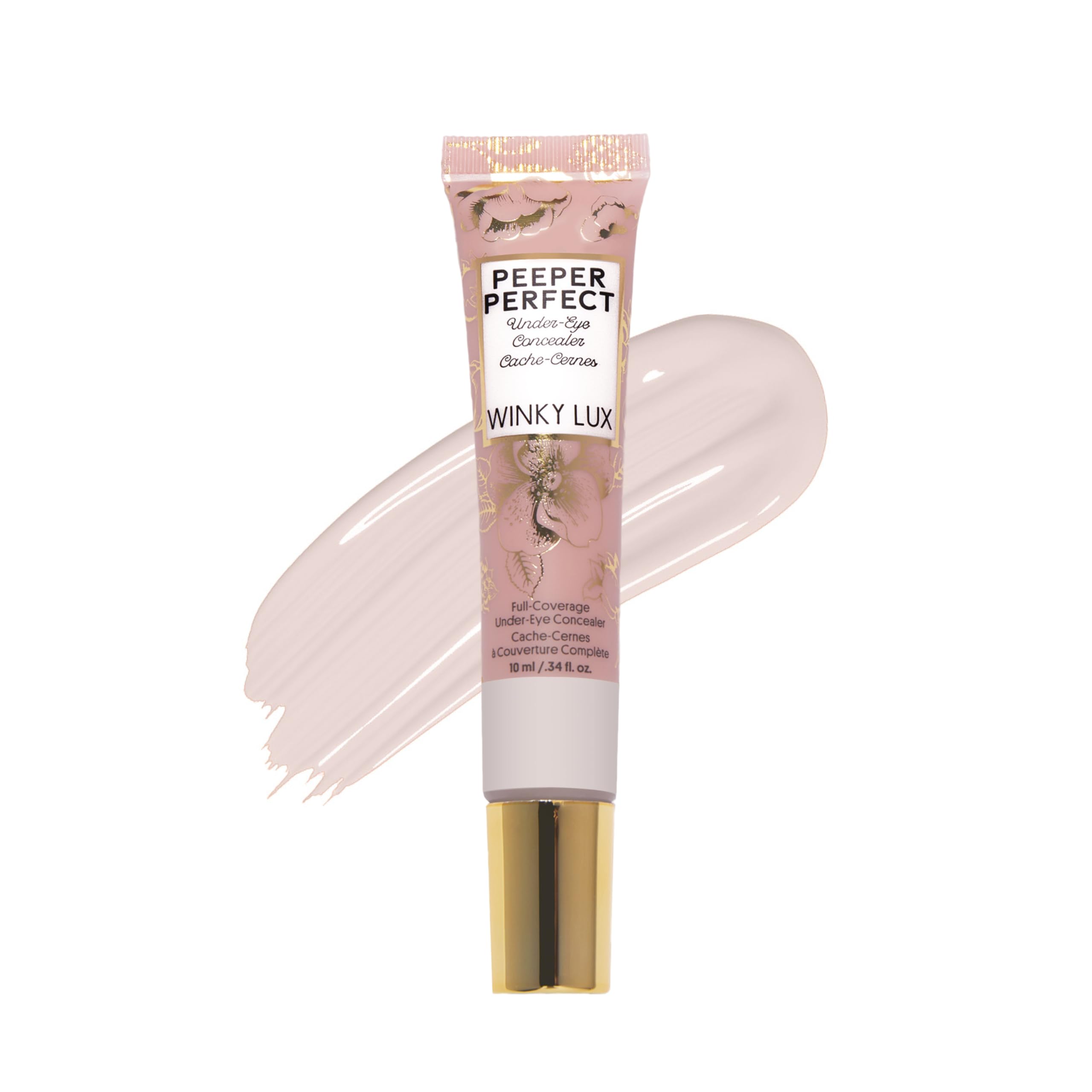 Winky Lux Peeper Perfect concealer tube closeup showing full-coverage under-eye correction.