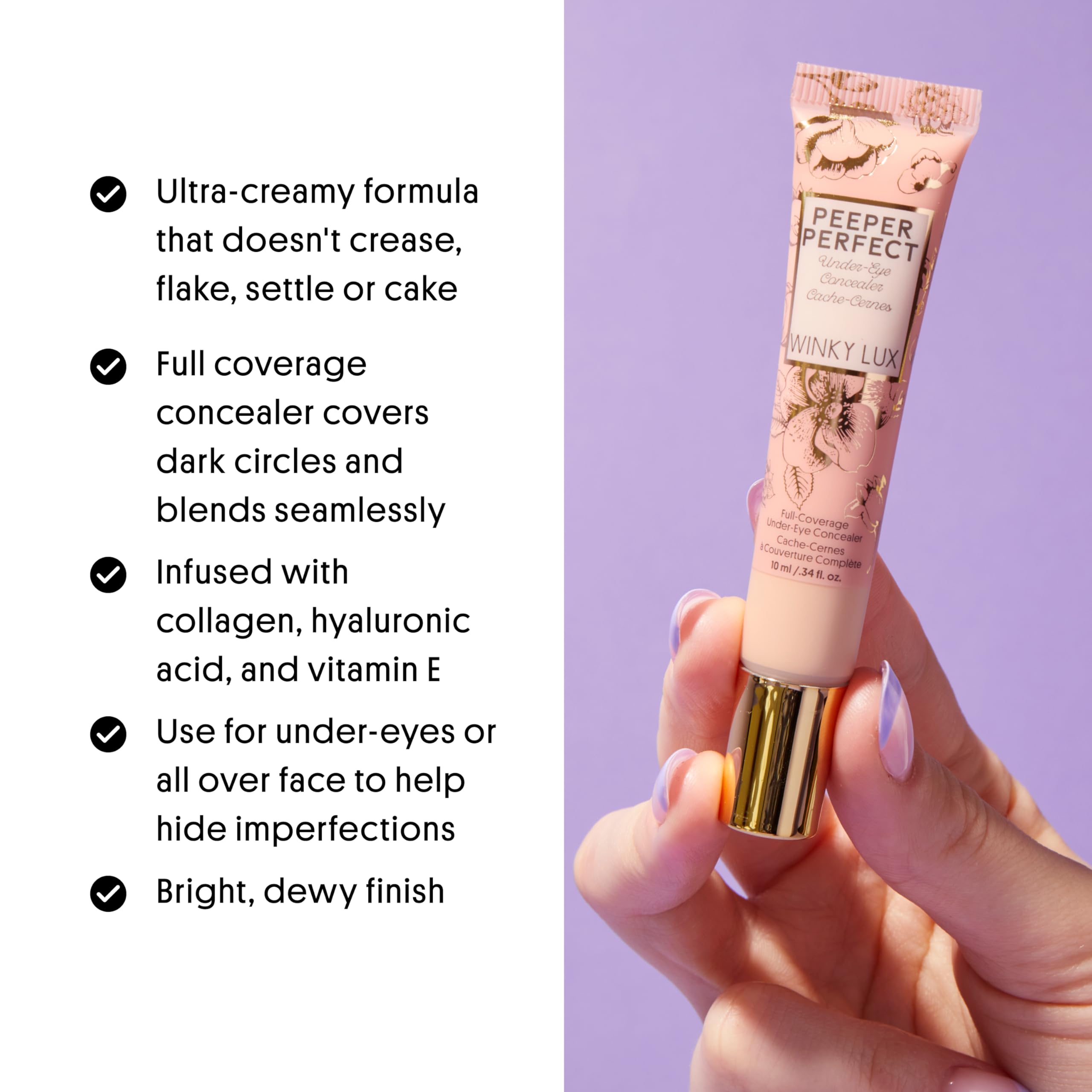 Application under the eye with Winky Lux Peeper PerfectConcealer