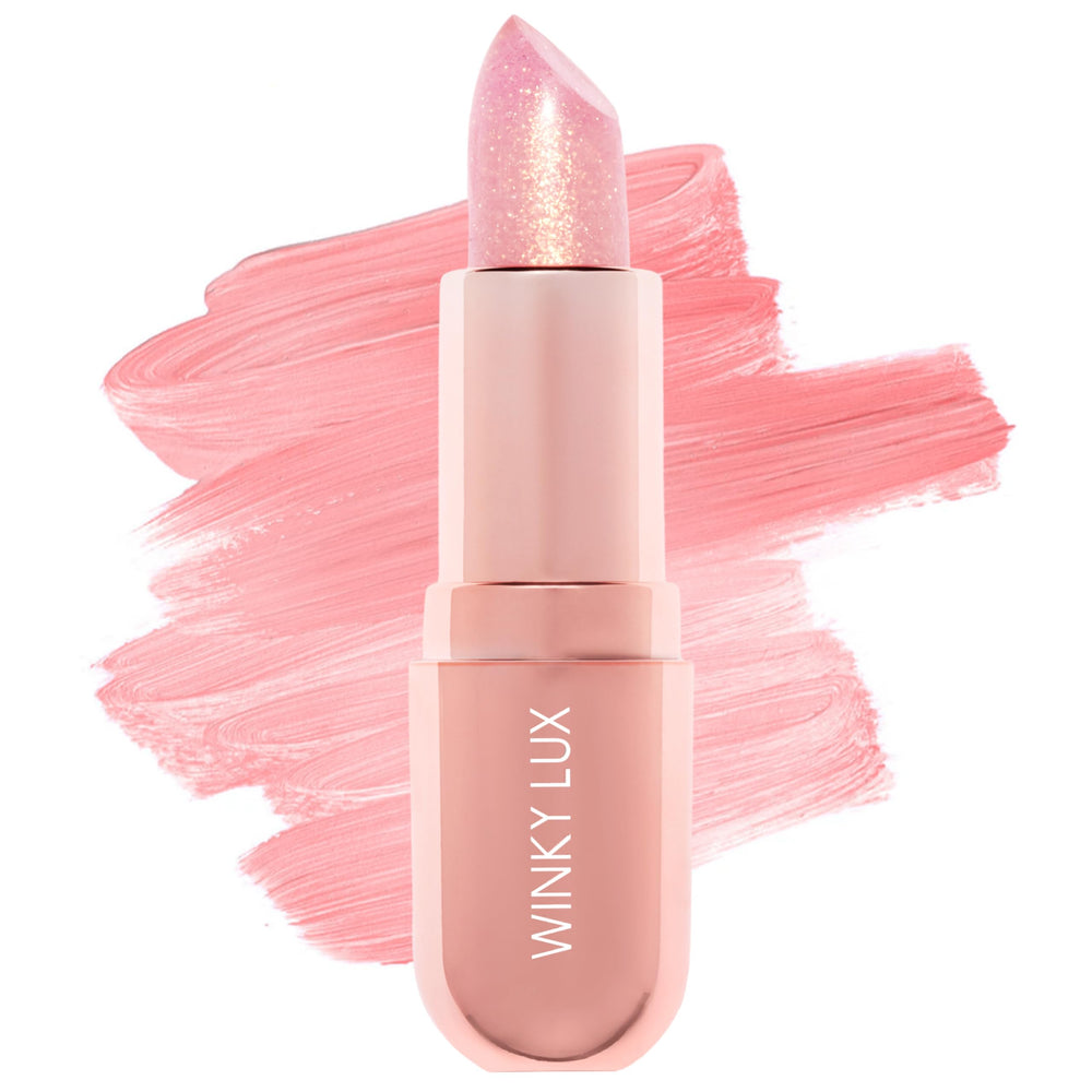 Winky Lux Rose Glimmer Balm packaging showcases premium design and cruelty-free branding.