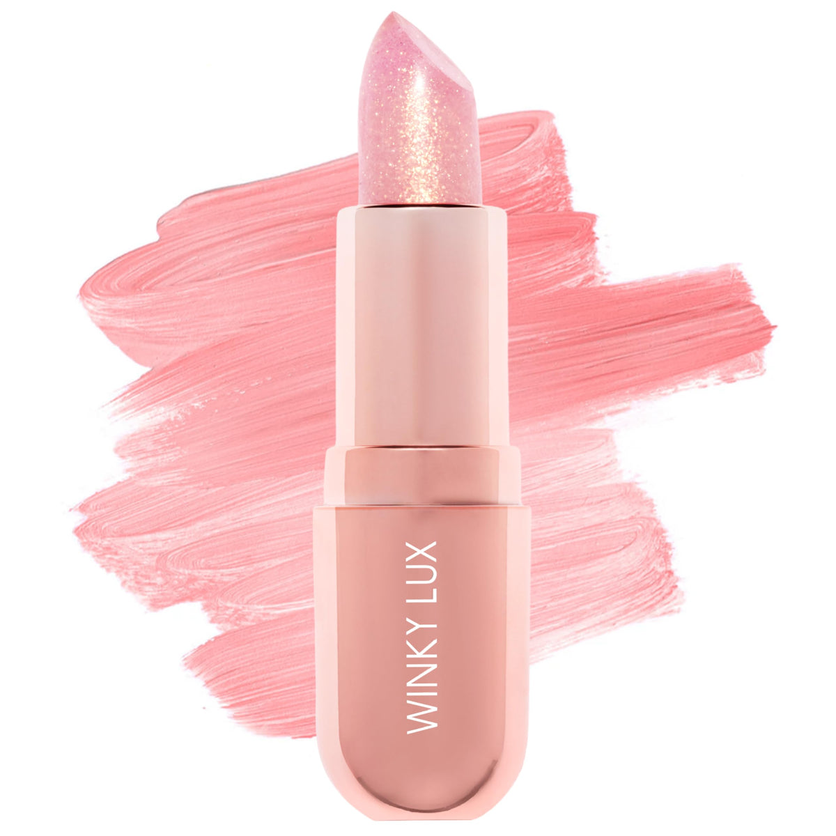 Winky Lux Rose Glimmer Balm packaging showcases premium design and cruelty-free branding.