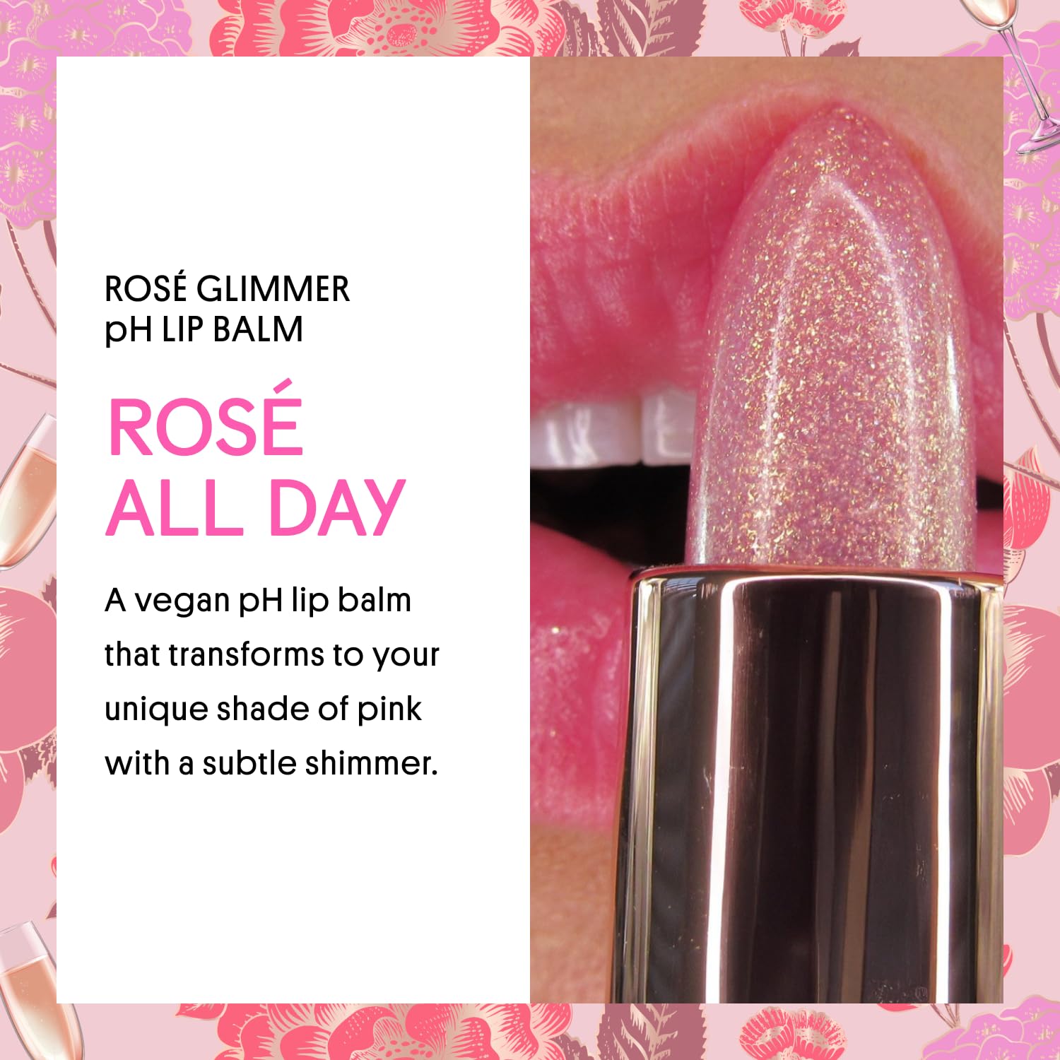 Winky Lux Rose Glimmer Balm sparkle closeup highlights micro glitter for a subtle lip glow.