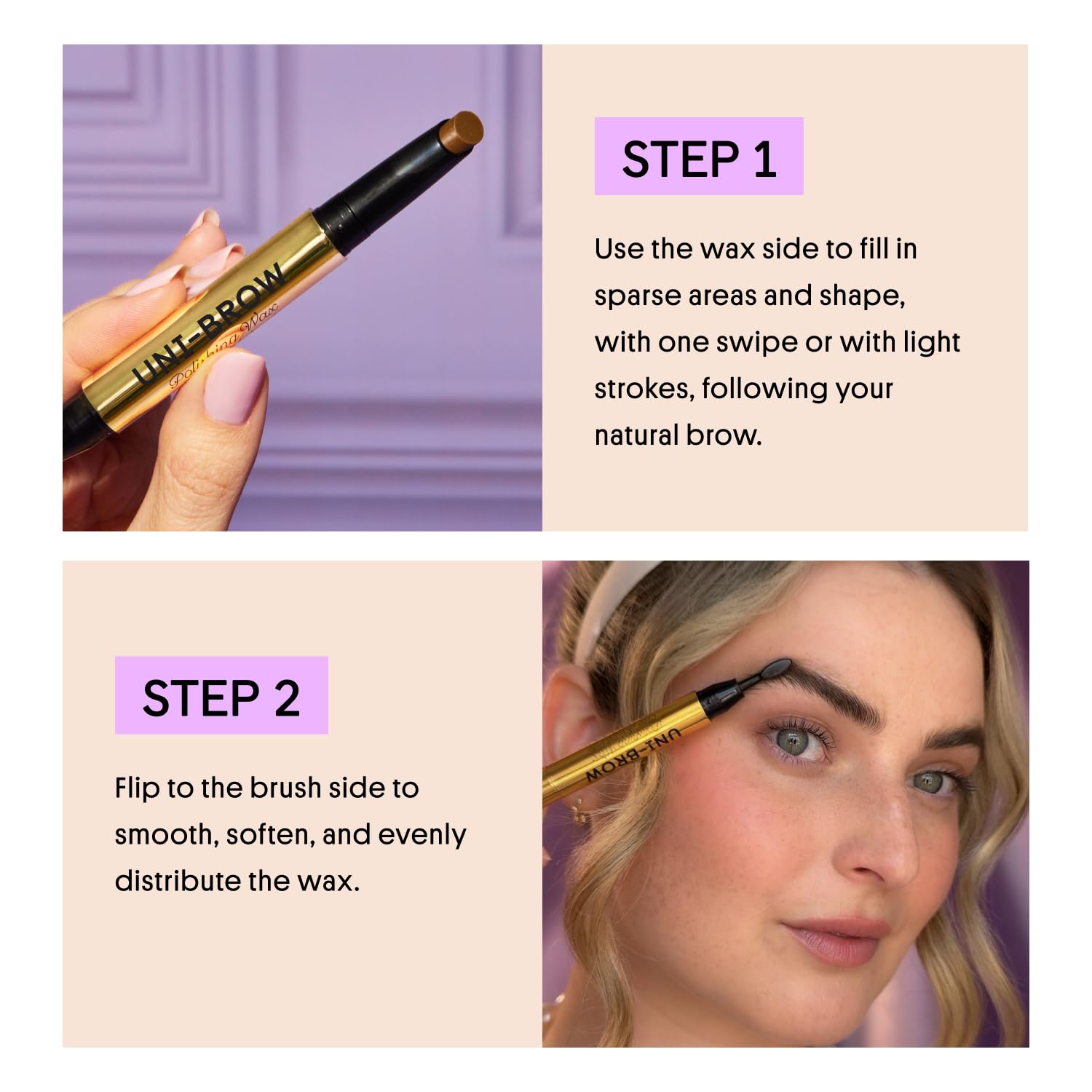 Winky Lux Uni Brow Polishing Wax nourishes brow hairs with sunflower seed oil