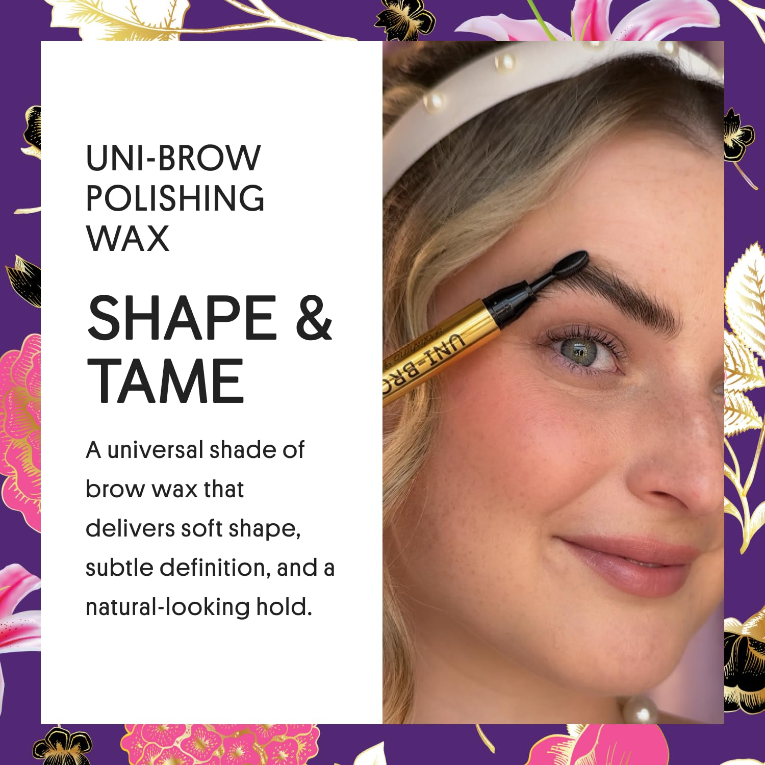 Winky Lux Uni Brow Polishing Wax spoolie application demonstrates easy blending for natural brows