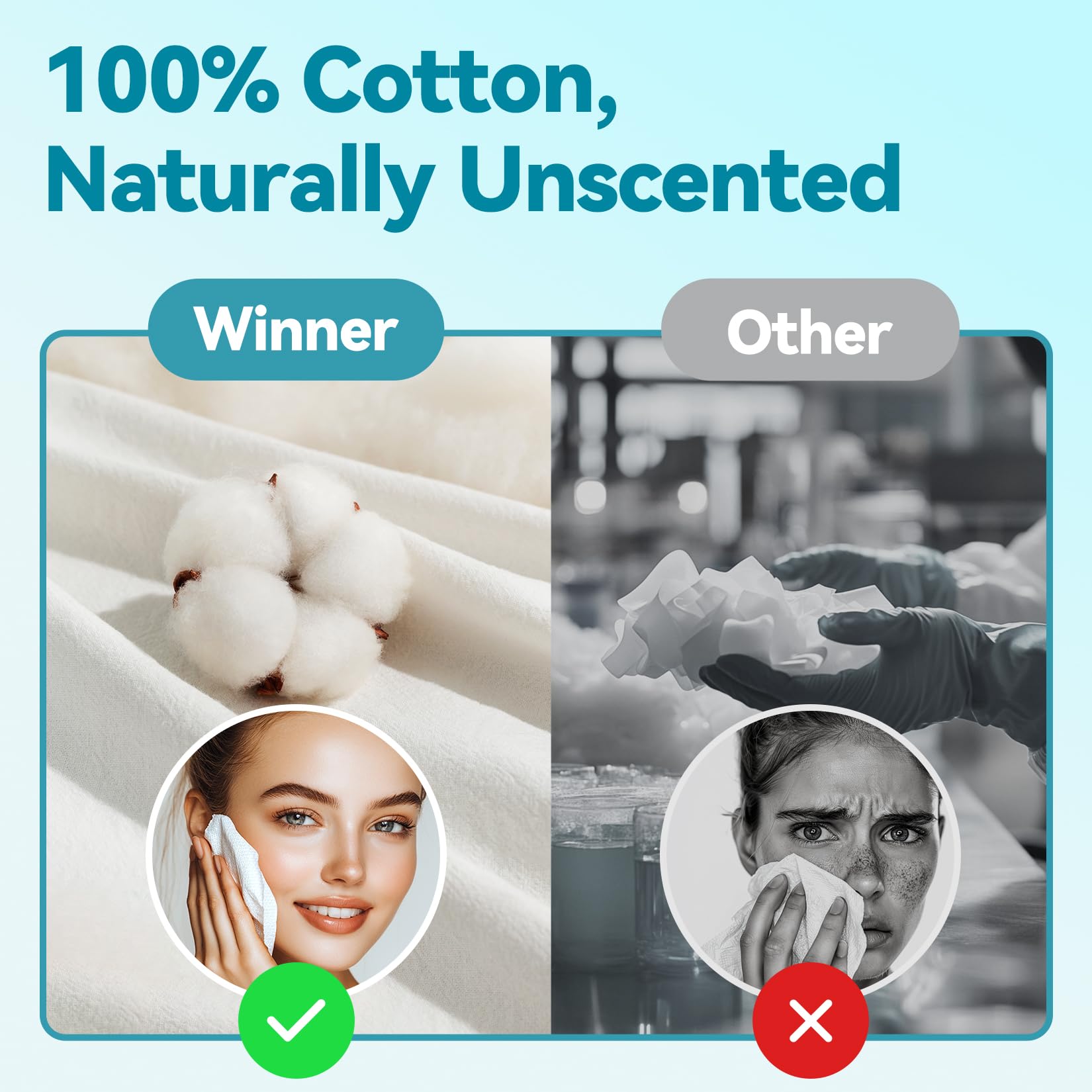 Winner disposable face towel unscented care—safe for babies and sensitive skin.