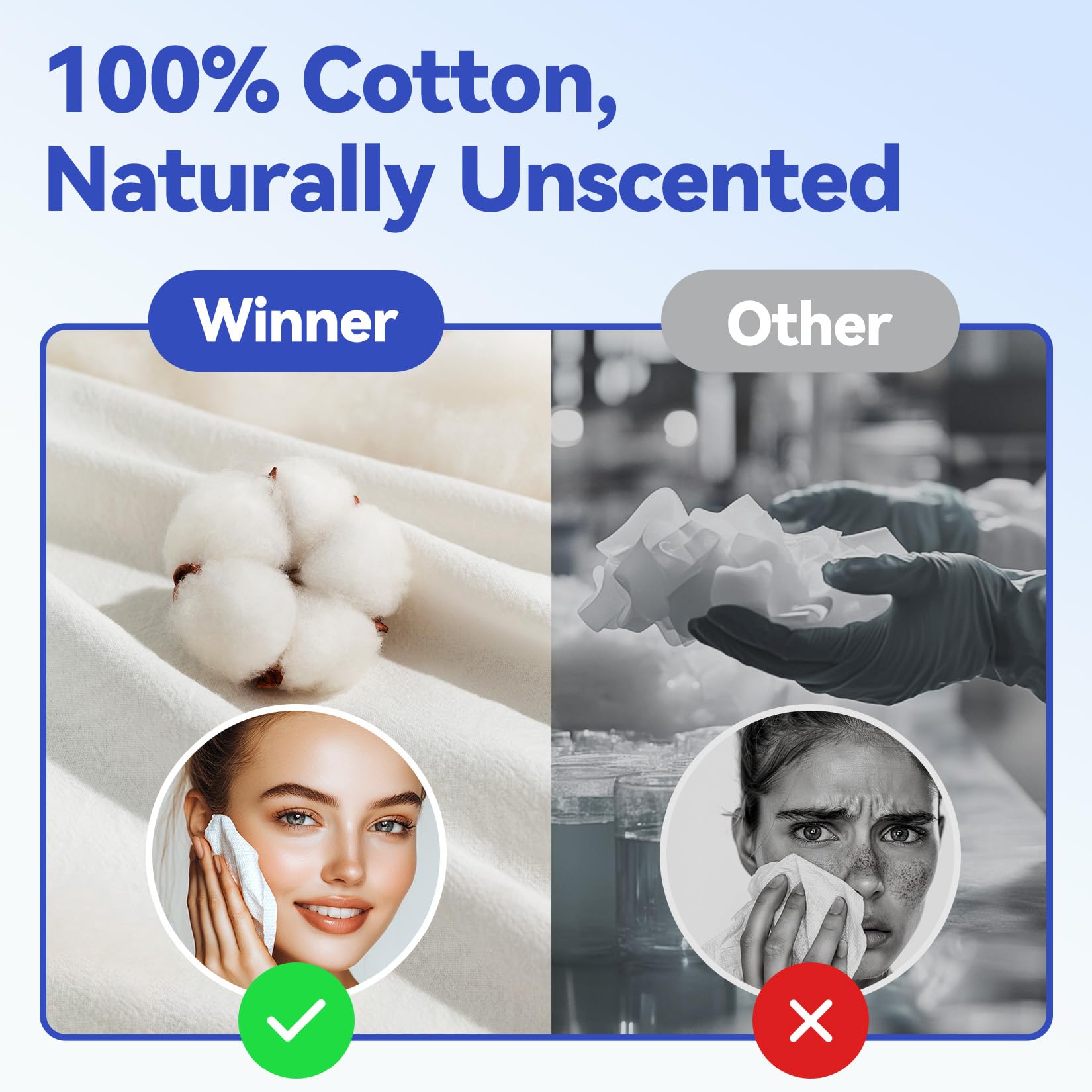 Winner face towels xl large pads used for quick cleansing without irritation.