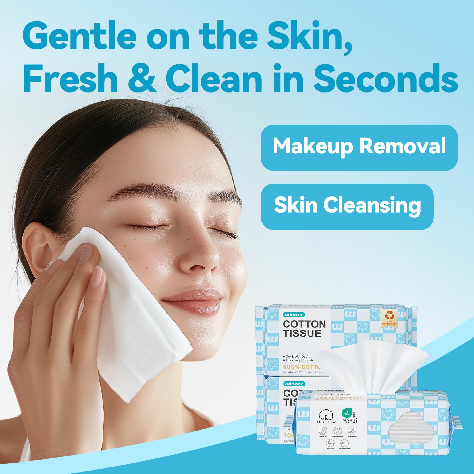 Winner gentle towels on sensitive skin during cleansing