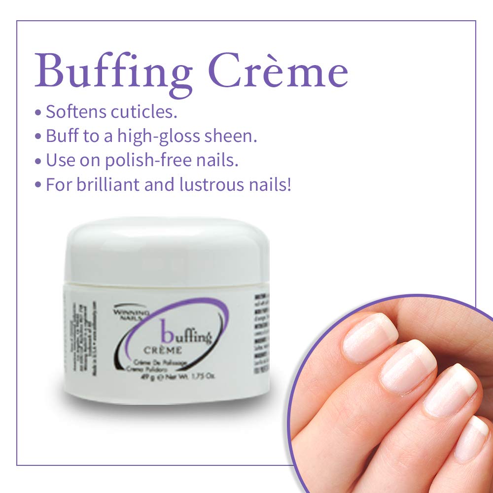 Winning Nails Buffing Cream application demonstrates gentle moisturization for cuticles.