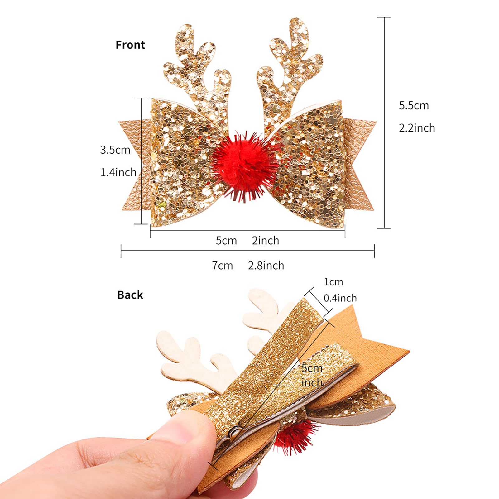 Winthrop Christmas hair clip decorating a gift bag with a playful seasonal touch