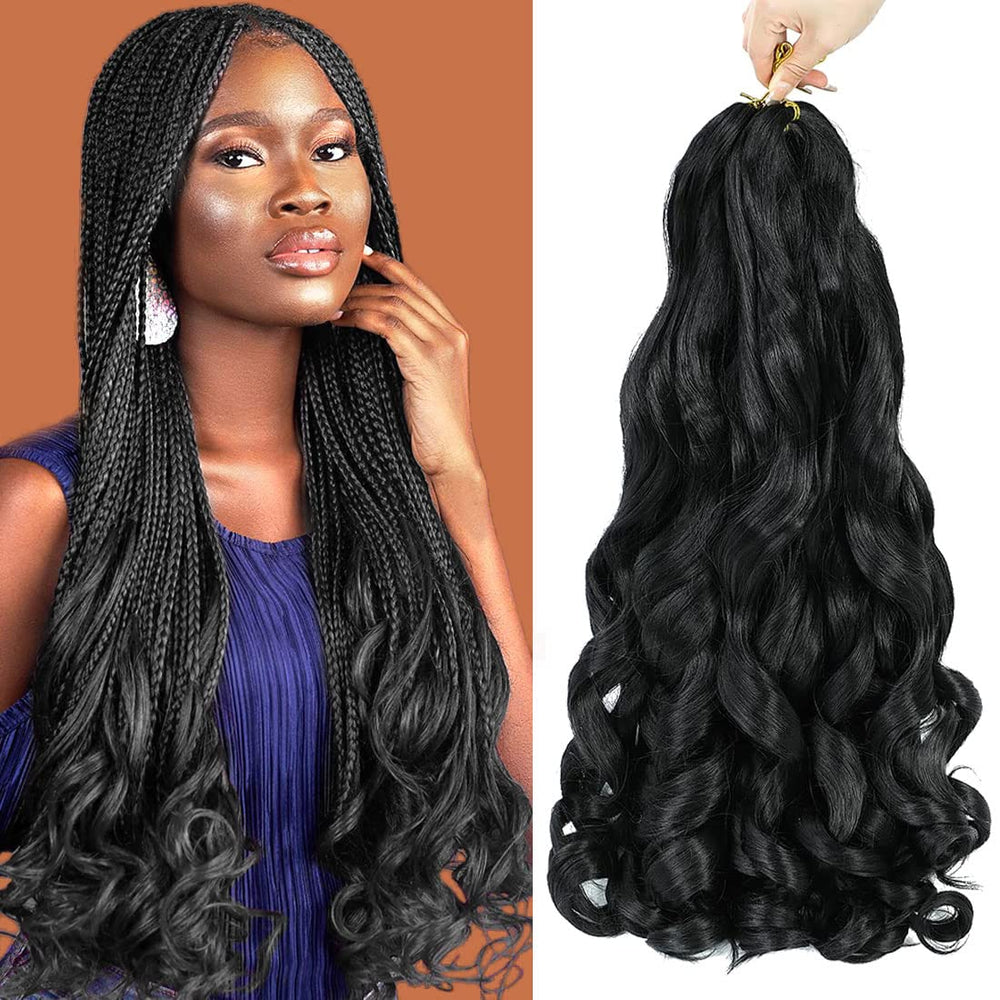 WIPPORYA French curly braiding hair 24inch frontview shows natural look and full volume.