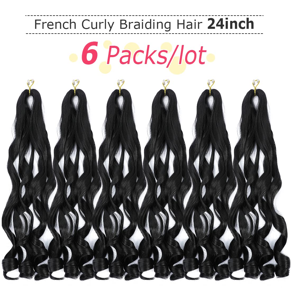 WIPPORYA French curly braiding hair 24inch loose-wave bulk highlights easy styling.