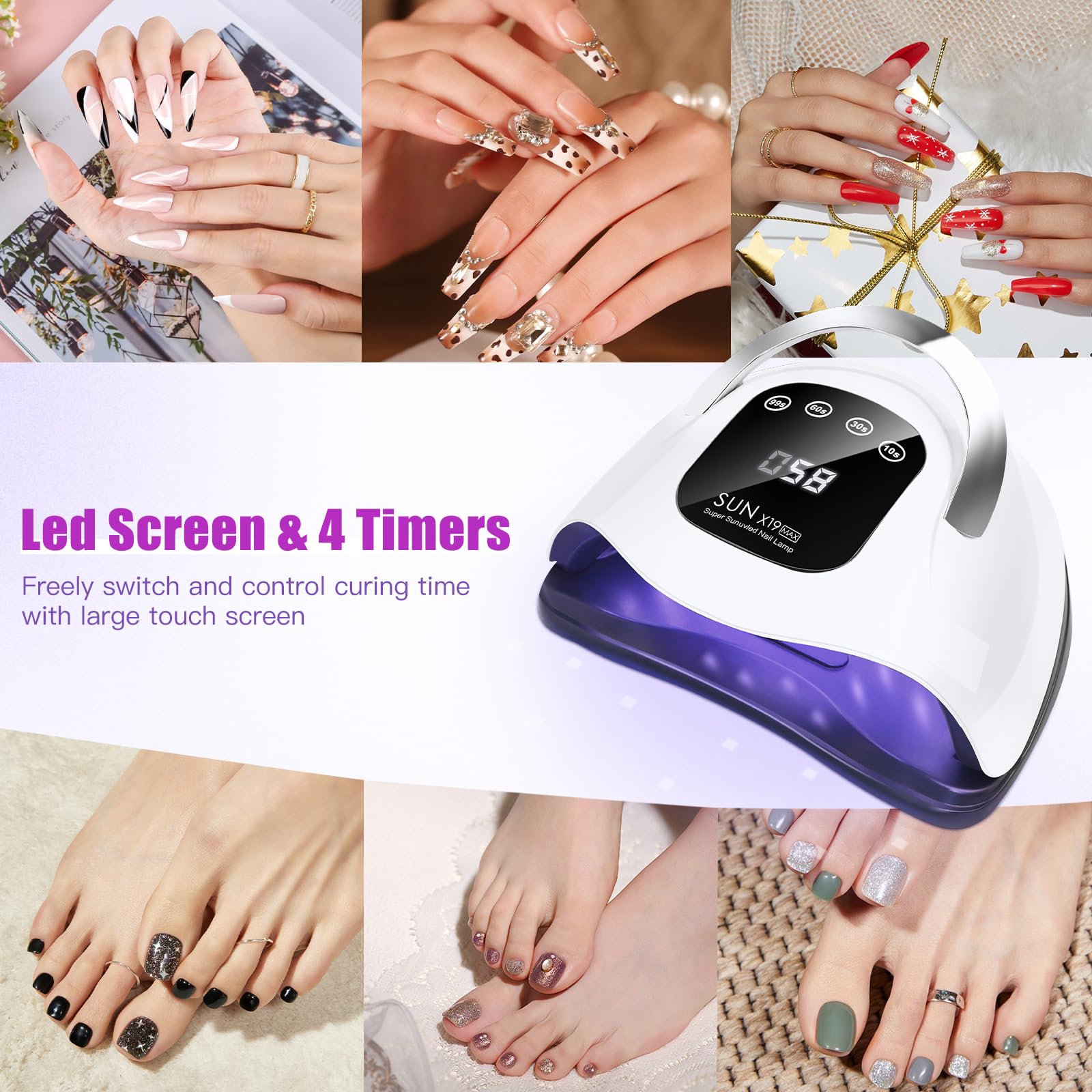 Wisdompark nail lamp four timer settings for precise curing control.