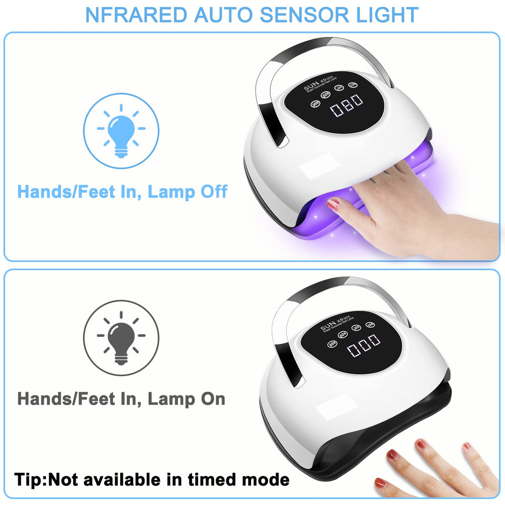Wisdompark LED Nail Lamp 220W painless mode reduces heat during curing.