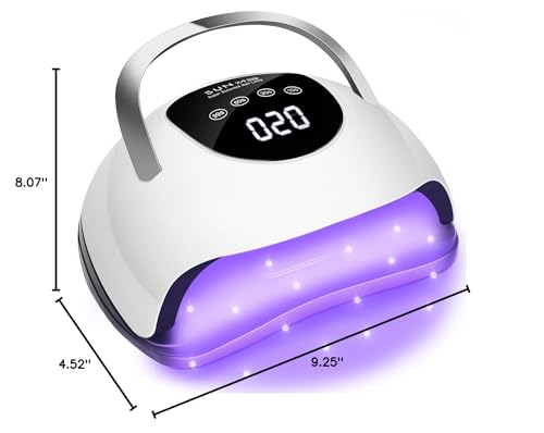 Wisdompark LED Nail Lamp 220W portable handle and removable tray for easy use.