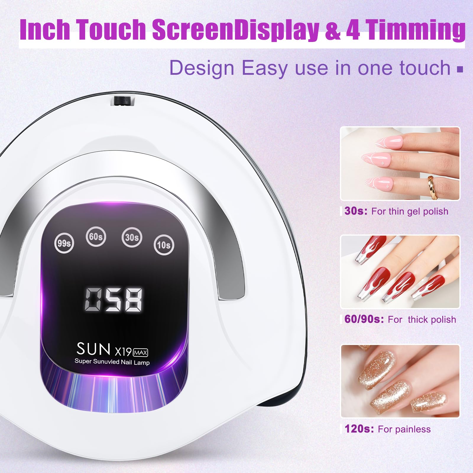 Wisdompark nail lamp smart sensor activated for hands-free curing.