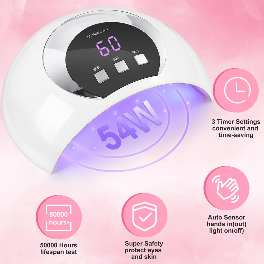 Wisdompark UV LED Nail Lamp digital display shows precise timer control.