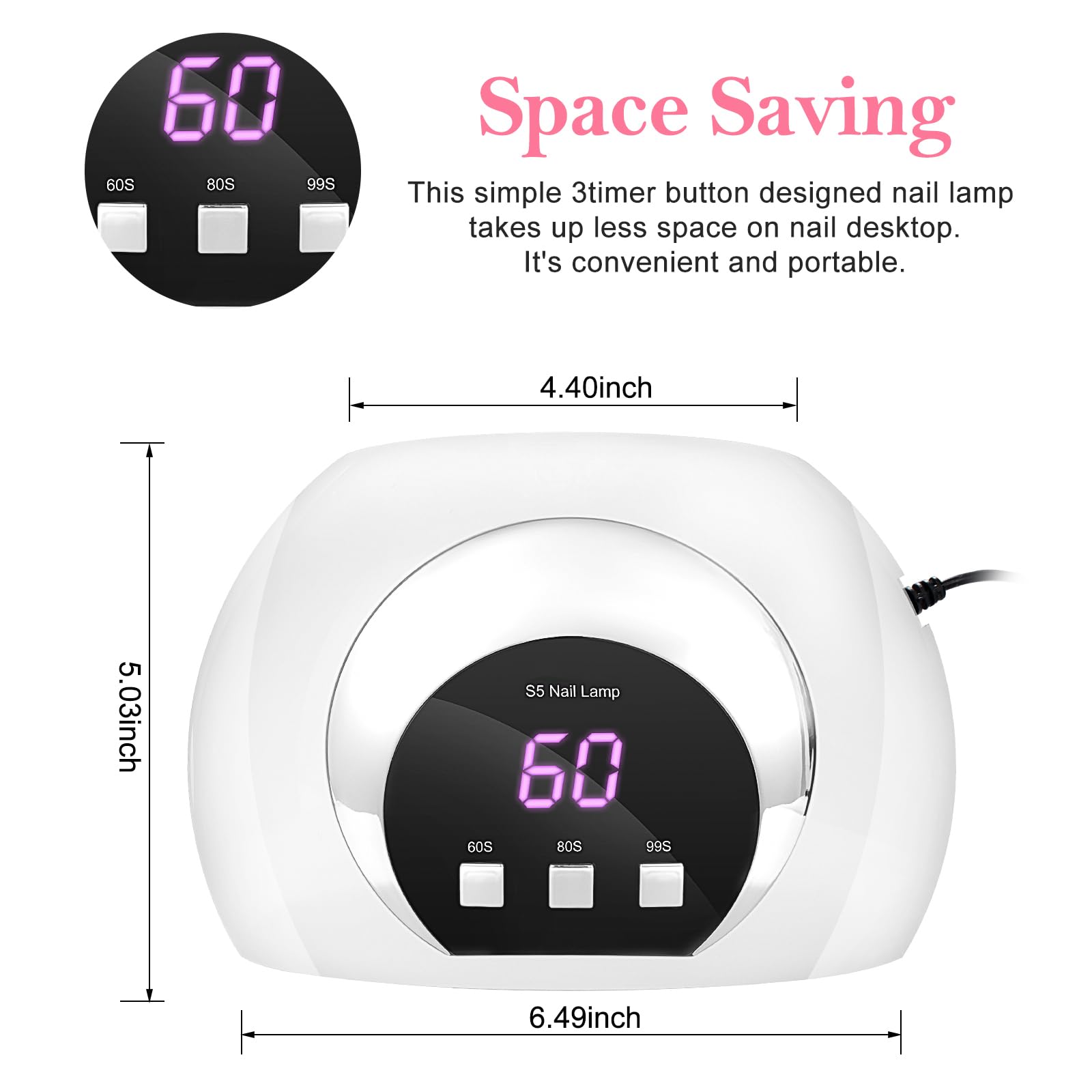 Wisdompark UV LED Nail Lamp portable design ideal for travel.