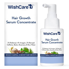 WishCare hair growth serum bottle with rosemary enhances scalp vitality and density
