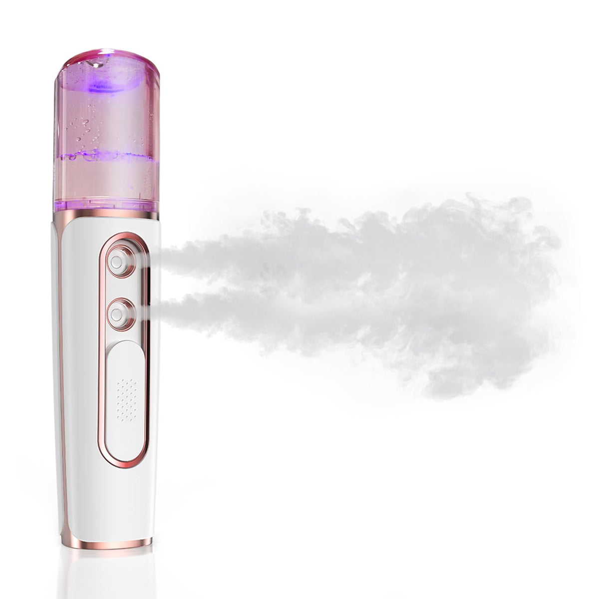 withthesun nano facial mister front view shows compact design for on-the-go hydration