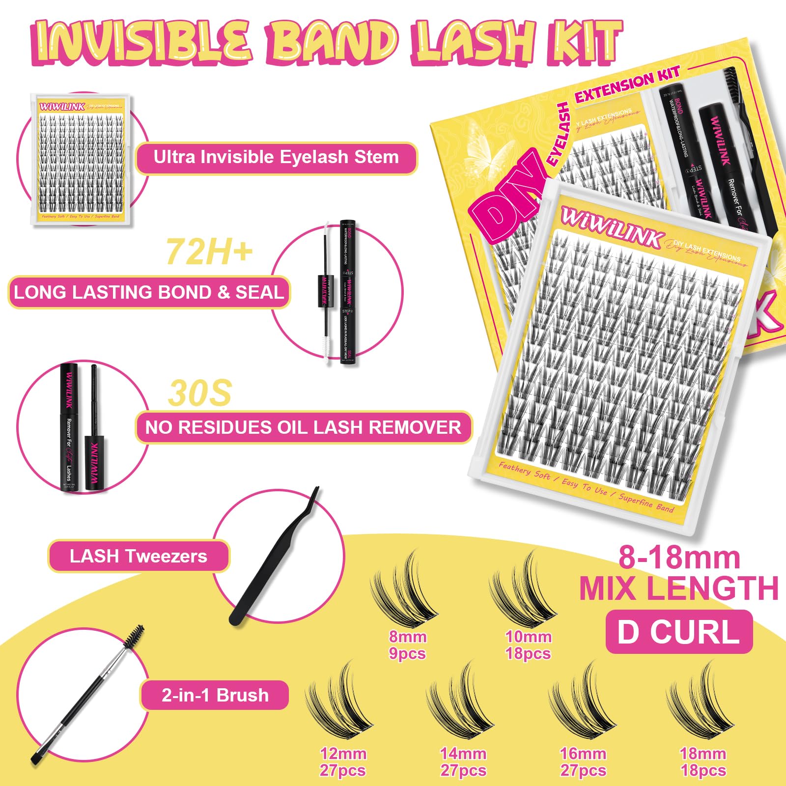 WiWiLINK Freya-kit bond-application demonstrates secure attachment on natural lashes