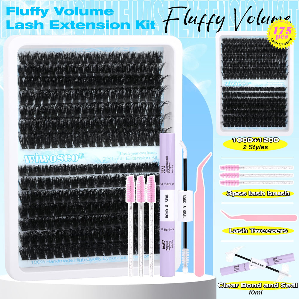 Wiwoseo 252pcs fluffy volume clusters 10-18mm close-up for versatile styling