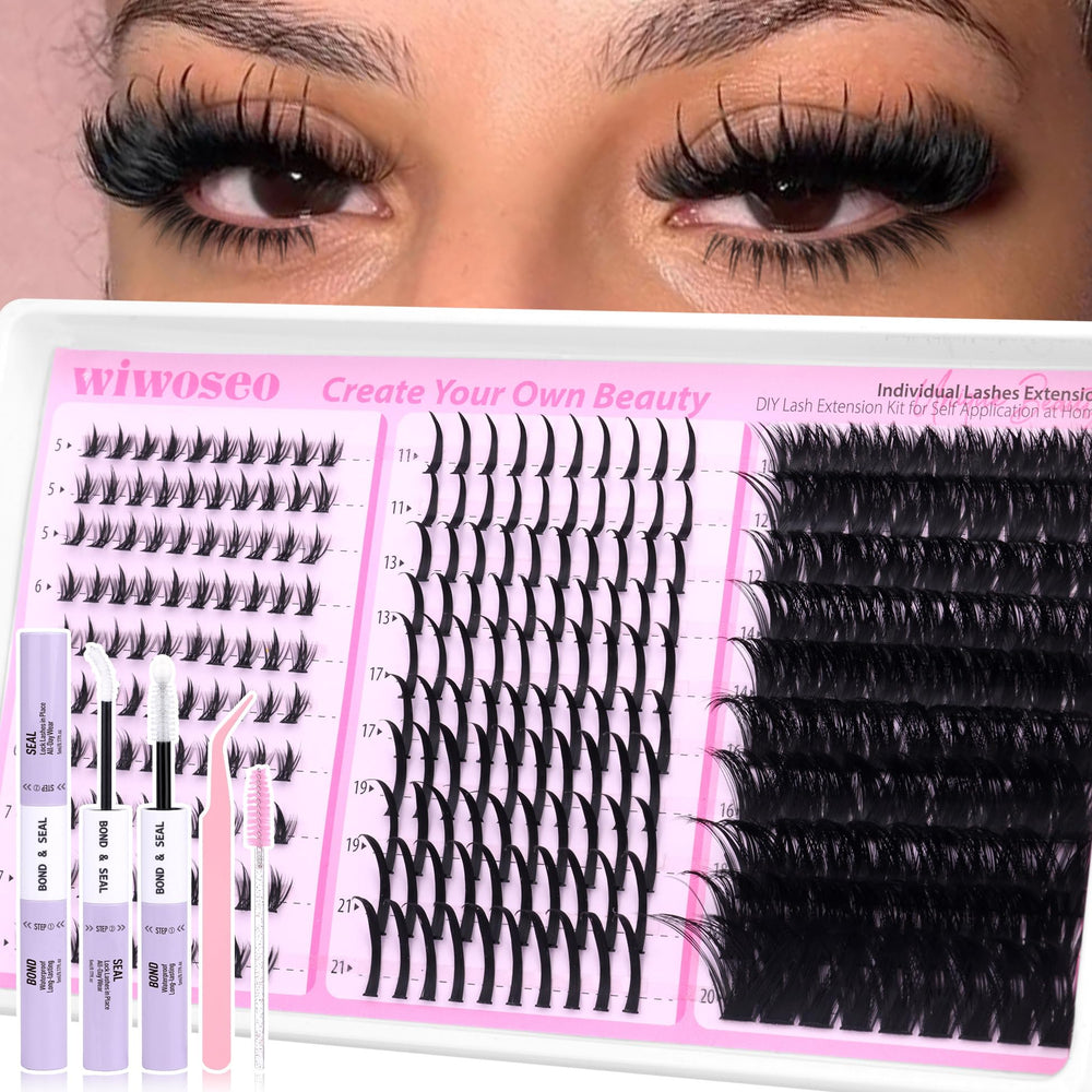 wiwoseo bottom lash clusters kit packaging demonstrates easy at-home lash styling.