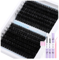 Wiwoseo fluffy lash clusters kit box open showing at-home lash styling options