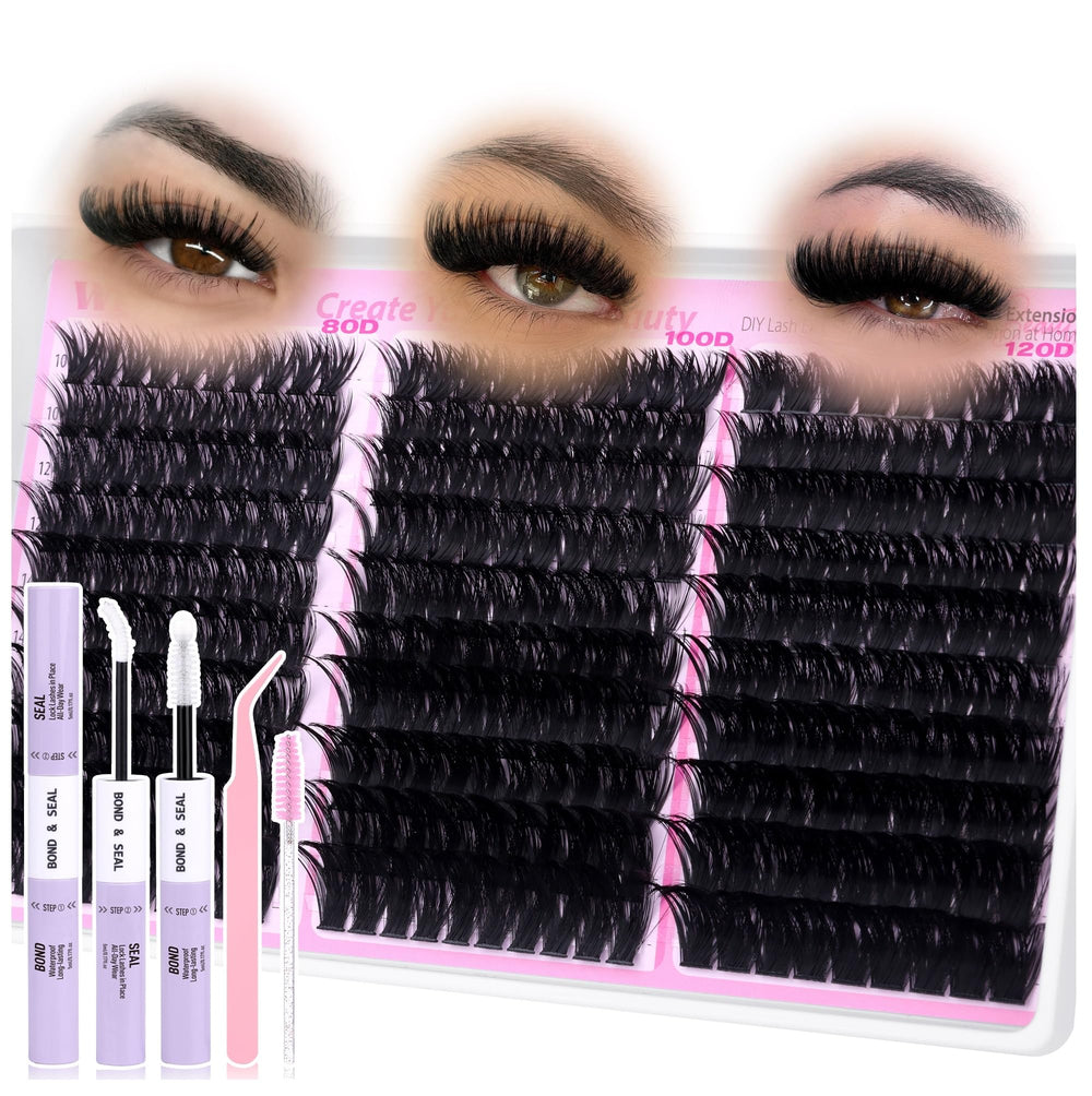 wiwoseo fluffy lash clusters pack featuring 80D-100D-120D for dramatic DIY salon-style volume