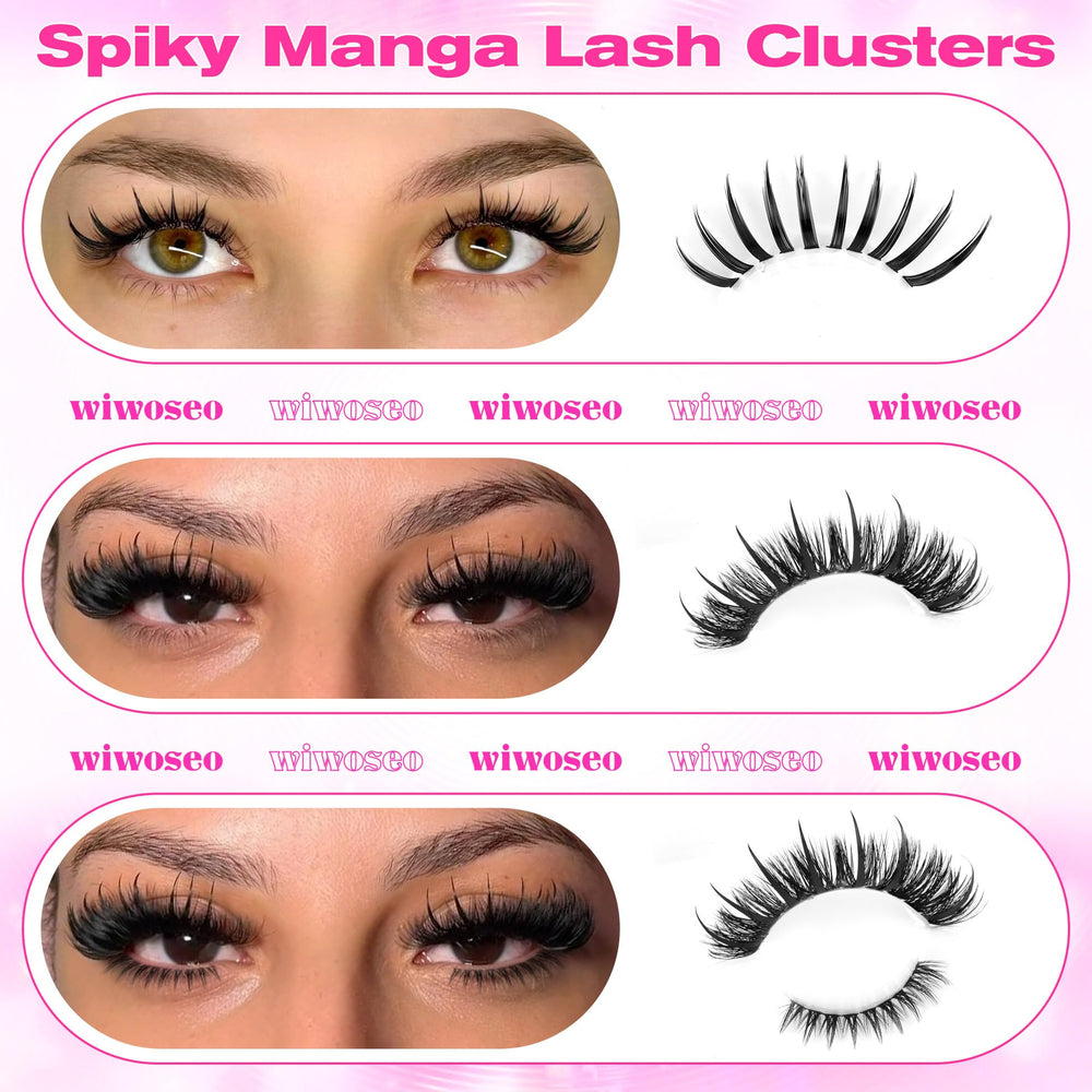wiwoseo spike lash clusters 4-lengths 13-22mm enable customizable volume.