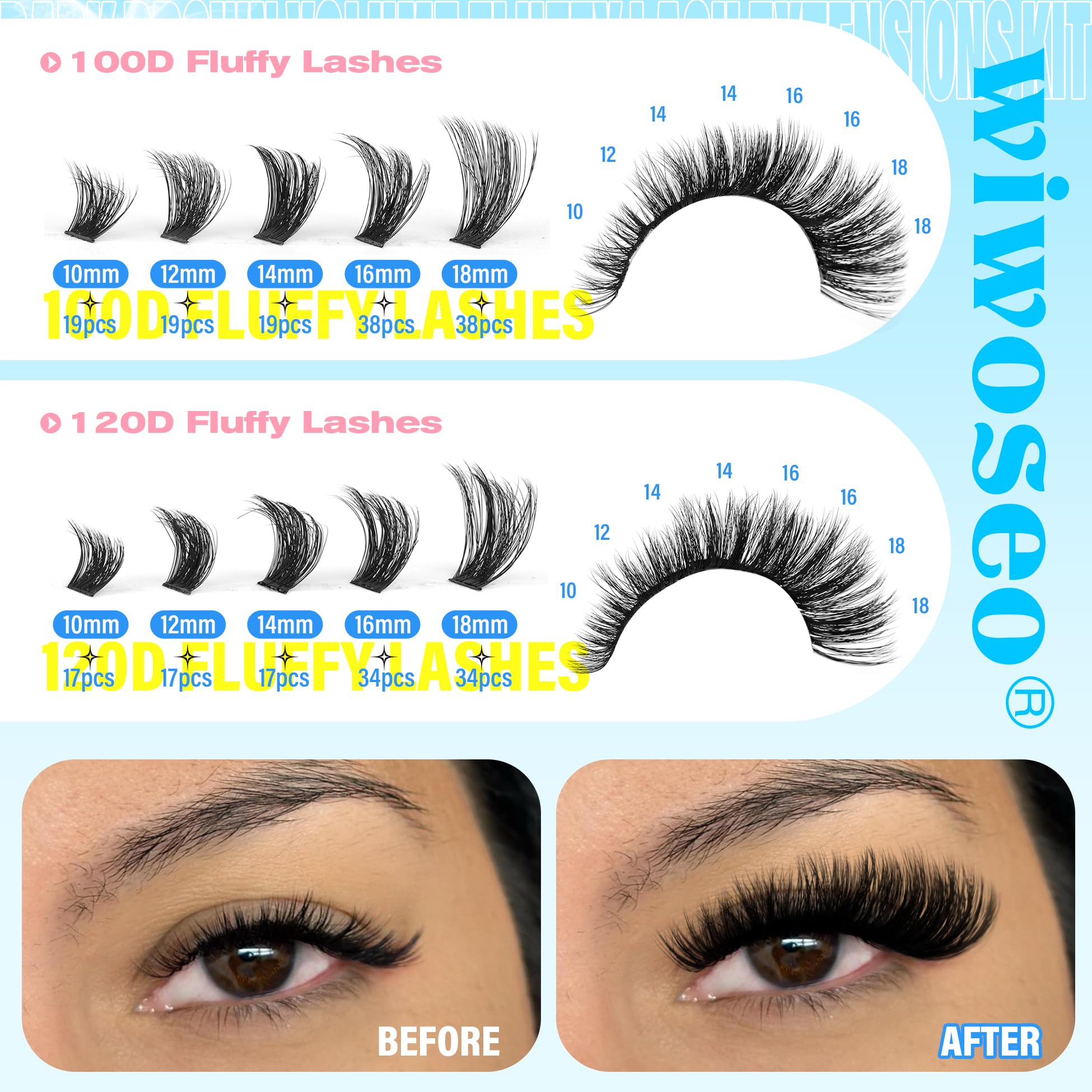 Wiwoseo waterproof clear lash bond and seal close-up for clean finish