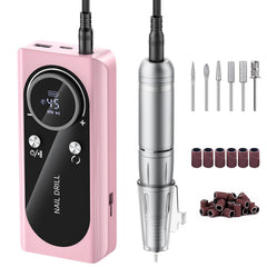 Wiyuam electric nail drill display shows 45,000 RPM for fast acrylic removal.