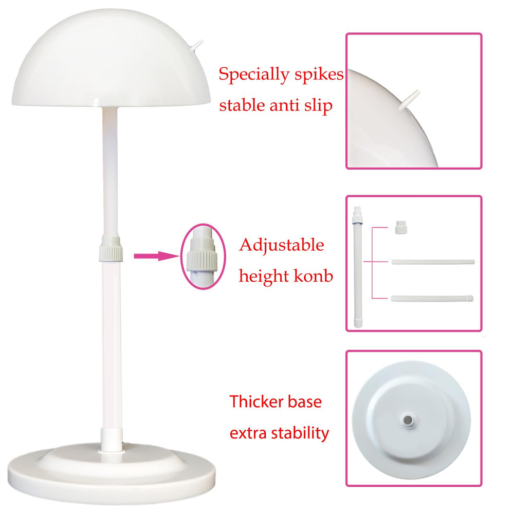 WiZiWi wig stand packaging includes base, dome, and adjustable rod for complete setup.