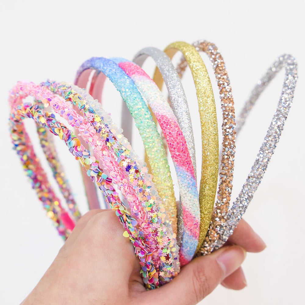 WJYX BOWS glitter headbands add birthday outfit sparkle and fun