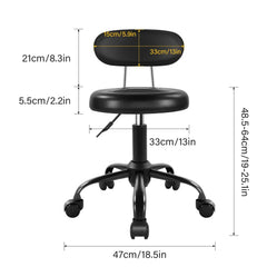 WKWKER rolling stool backrest provides light lumbar support during long sessions.