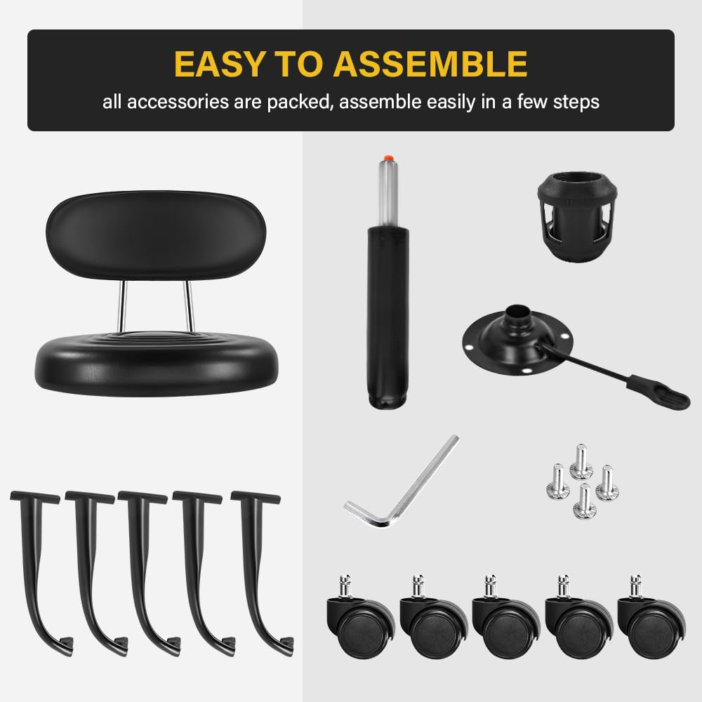 WKWKER rolling stool dimensions in black suit varied spaces.