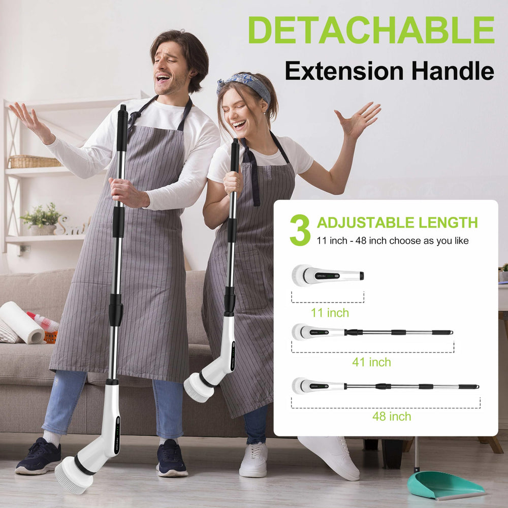 WKY Electric Spin Scrubber battery-level indicator shows charge status for ready-to-clean sessions