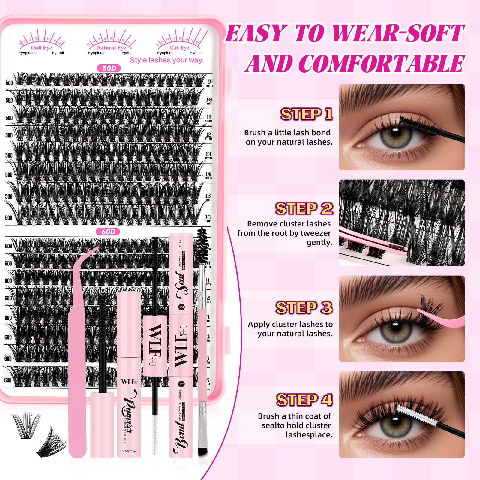 WLFRHD WLF lash brush for keeping clusters neat during styling