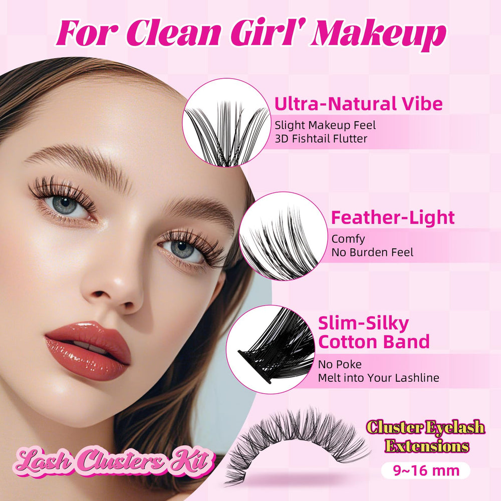 WLFRHD WLF lash clusters wispy book showing volume options for daily wear