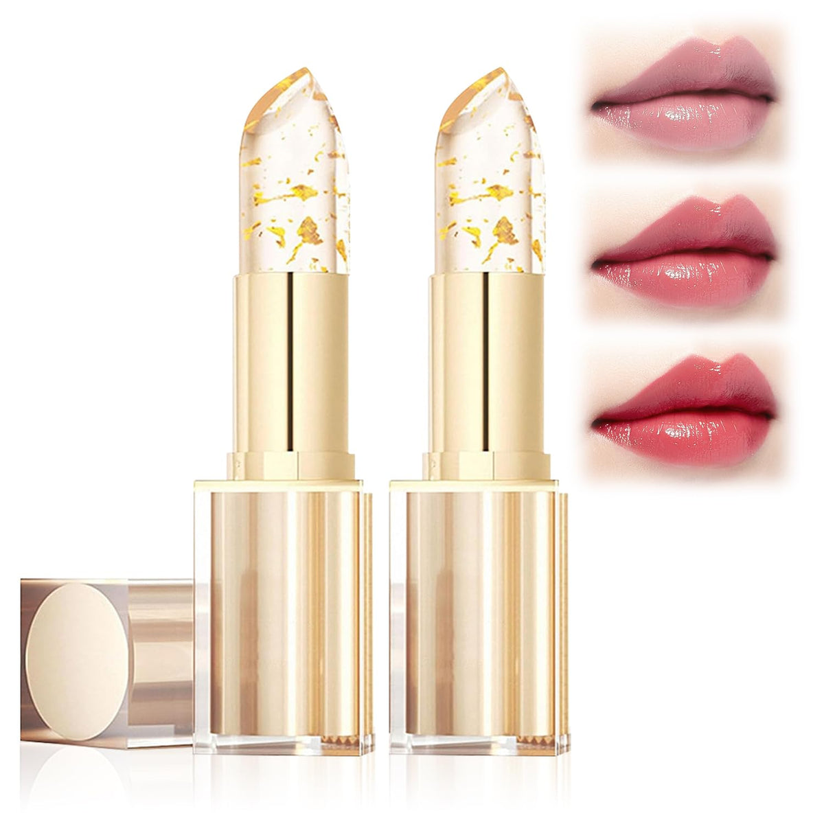 WLLEADG color-changing lipstick with gold crystal cap for personalized shade.