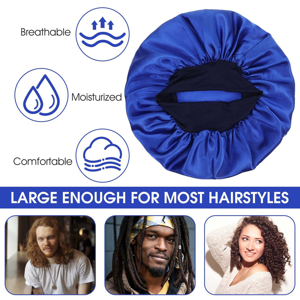 WLLHYF satin bonnet 30 cm diameter accommodates dreadlocks and long curls.