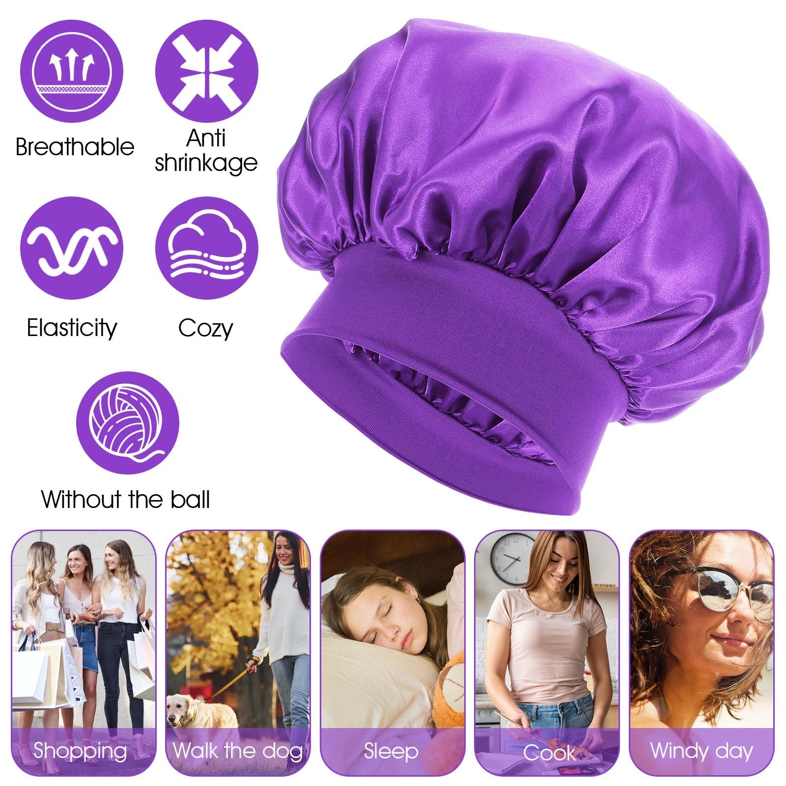 WLLHYF satin bonnet at bedtime protects hair while you sleep.