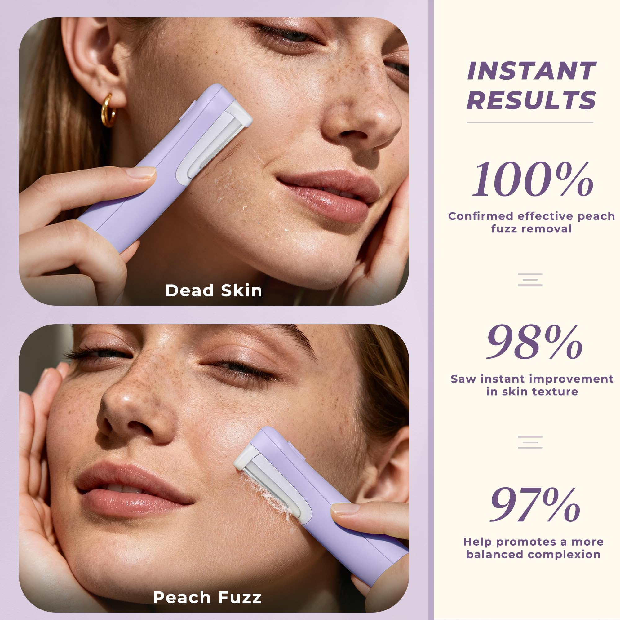 WLU Dermaplane Razor purple-10-blades provides clean exfoliation with each careful pass