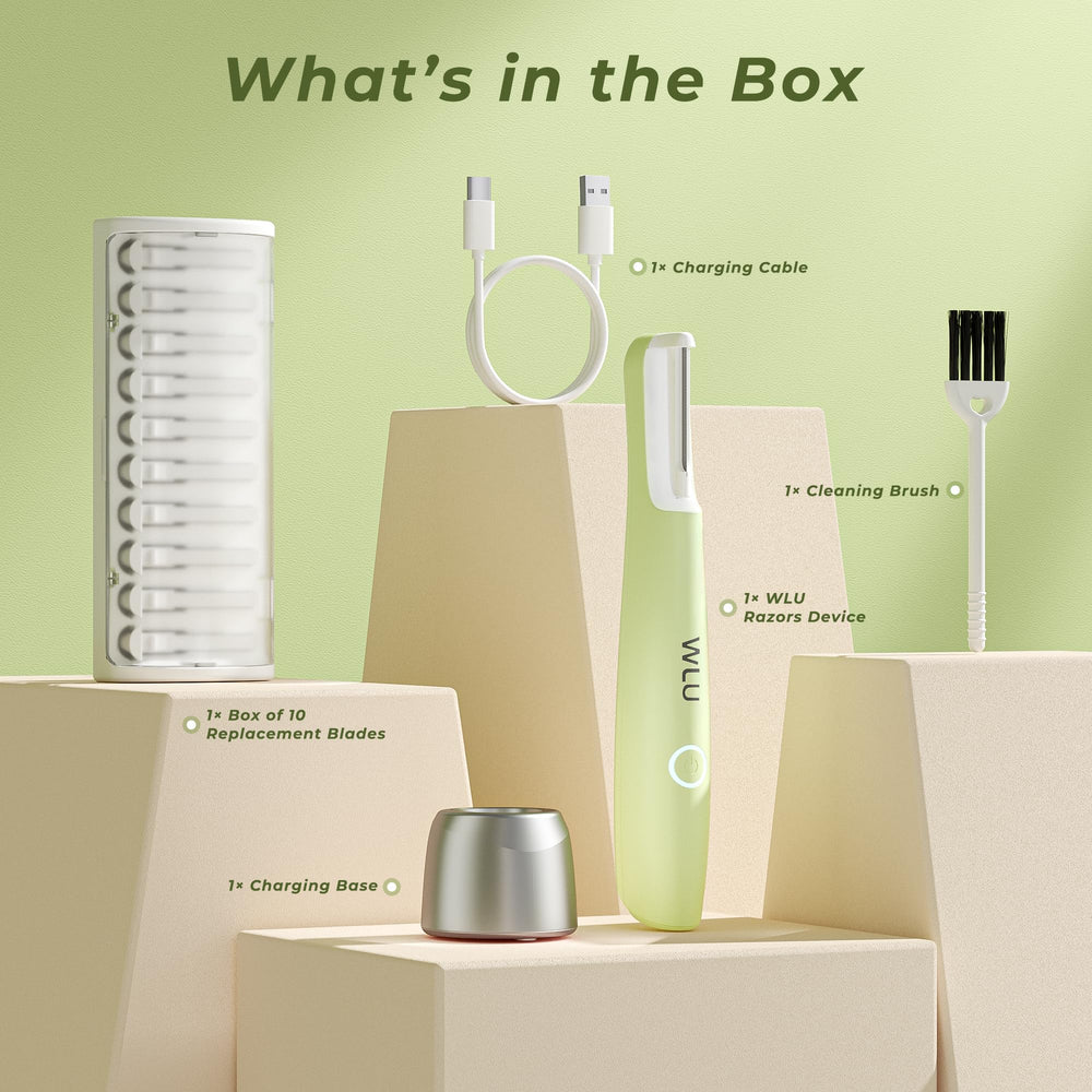 WLU Dermaplane Razor sonic vibrations deliver gentle exfoliation and peach fuzz reduction with comfort.