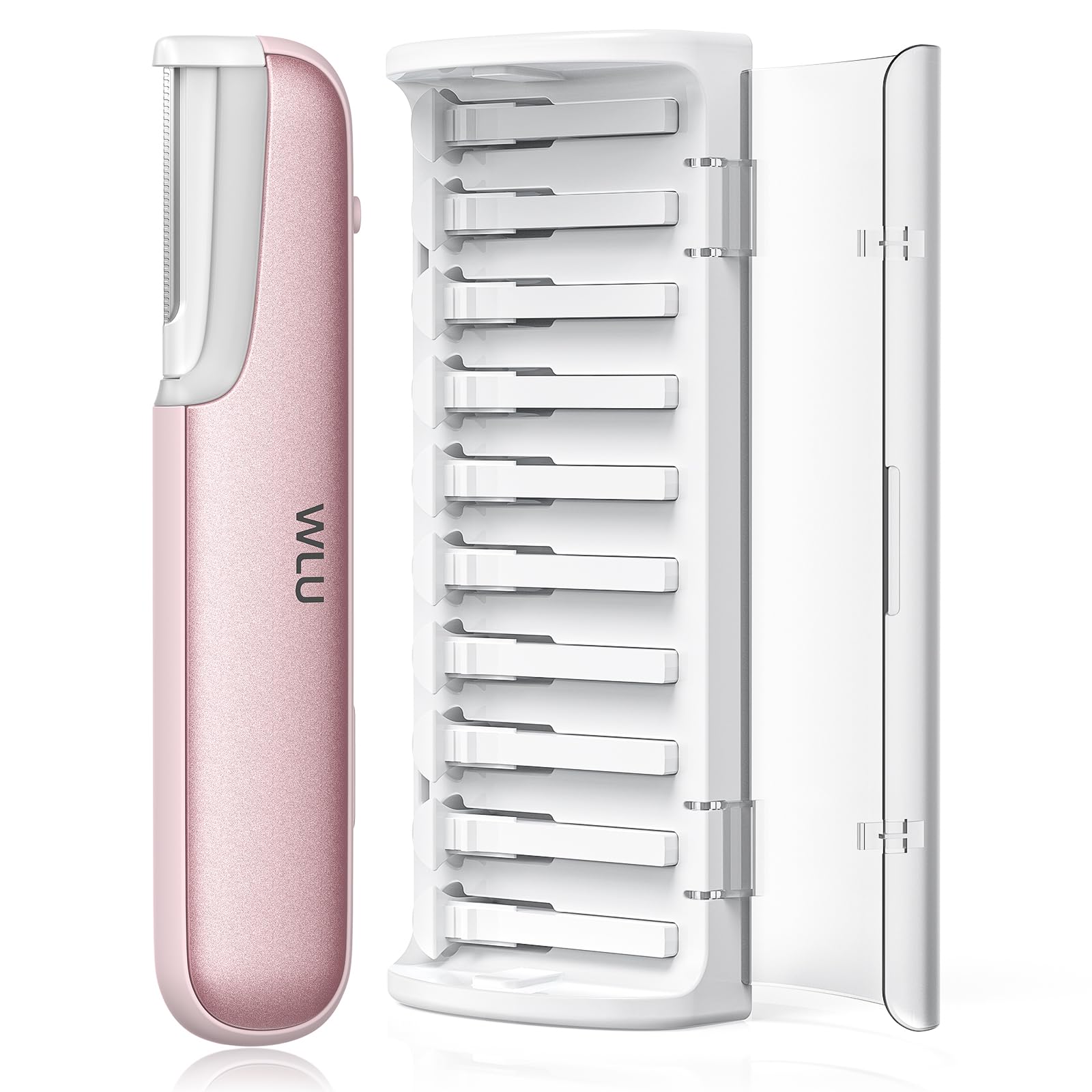 WLU Dermaplaning tool front view showing compact design for precision exfoliation