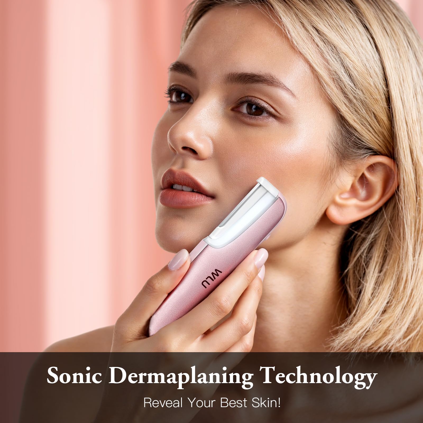 WLU Dermaplaning tool illustration of sonic vibrations for advanced exfoliation