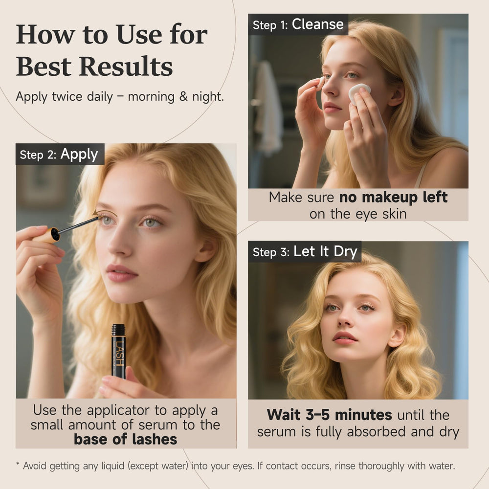 Applying WM Western Miracle serum along the upper lash line for daily use.