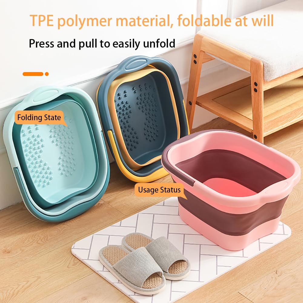 WMHYLYH collapsible foot bath folded with handle for space-saving storage