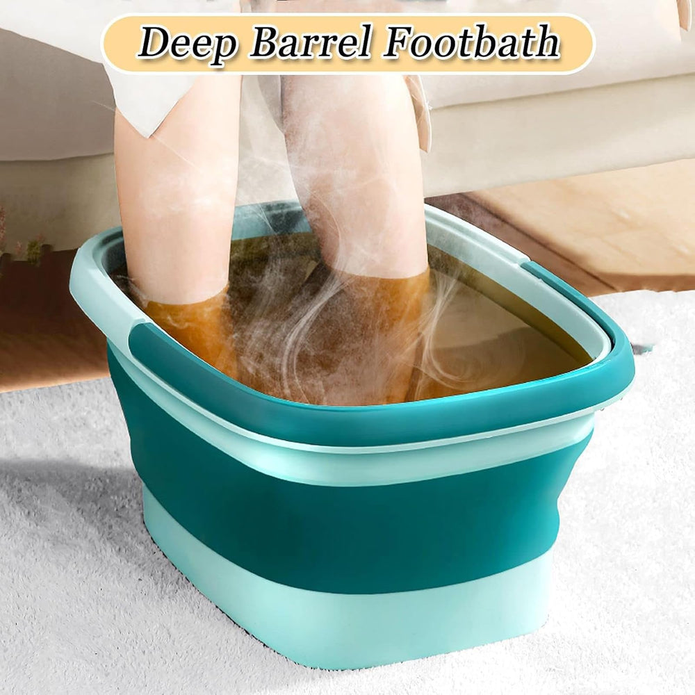 WMHYLYH collapsible foot spa folded for compact storage and travel.