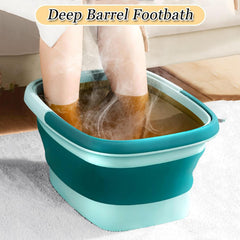 WMHYLYH collapsible foot spa folded for compact storage and travel.